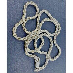 Vintage Solid Twisted Rope Italian 925 Silver Chain 20" Sterling